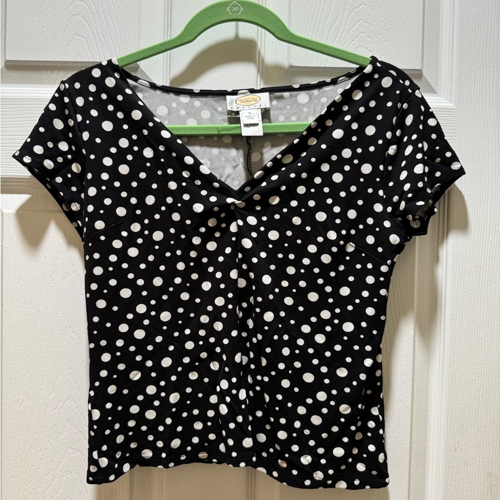 Talbots Black Fitted V-Neck Blouse